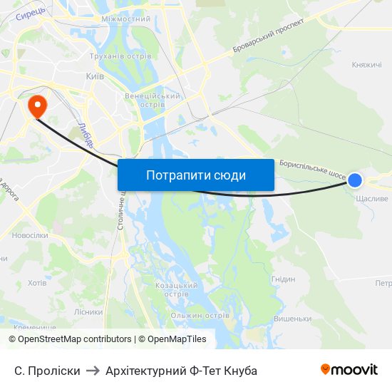 С. Проліски to Архітектурний Ф-Тет Кнуба map