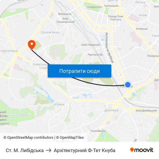 Ст. М. Либідська to Архітектурний Ф-Тет Кнуба map