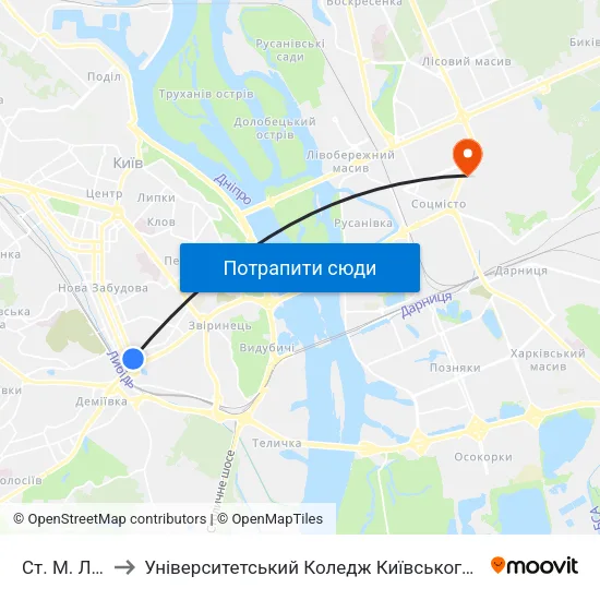Ст. М. Либідська to Університетський Коледж Київського Університету Ім. Б. Грінченка map