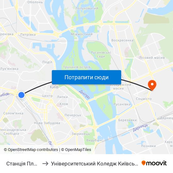 Станція Площа Перемоги to Університетський Коледж Київського Університету Ім. Б. Грінченка map