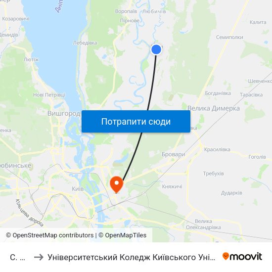 С. Літки to Університетський Коледж Київського Університету Ім. Б. Грінченка map