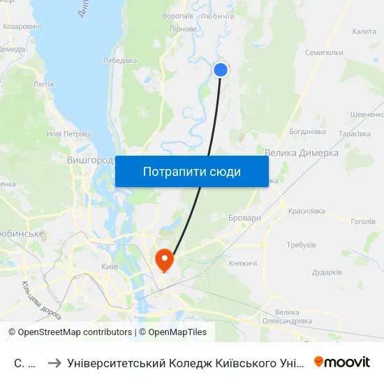 С. Літки to Університетський Коледж Київського Університету Ім. Б. Грінченка map