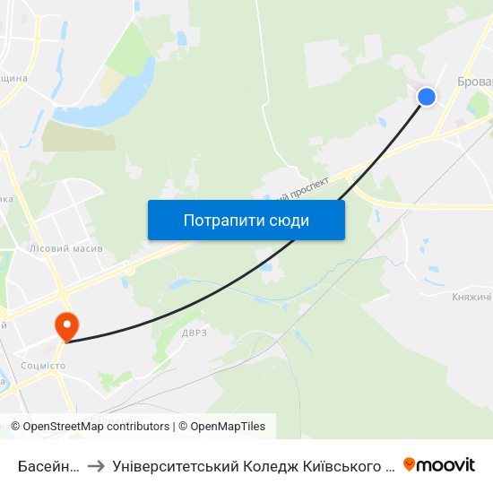 Басейн Купава to Університетський Коледж Київського Університету Ім. Б. Грінченка map
