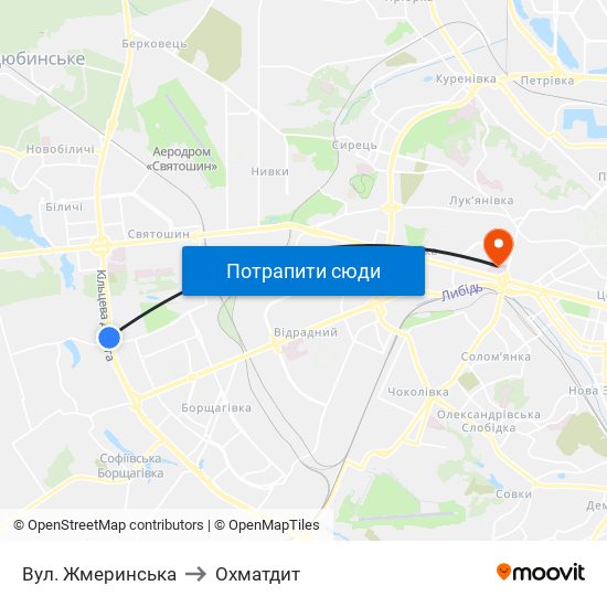 Вул. Жмеринська to Охматдит map