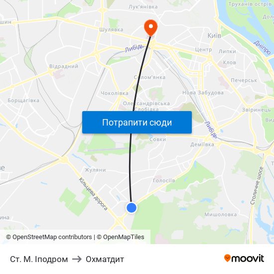 Ст. М. Іподром to Охматдит map