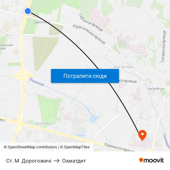 Ст. М. Дорогожичі to Охматдит map