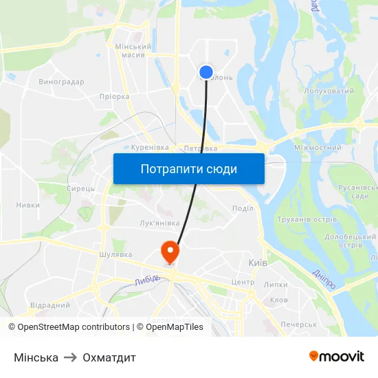 Мінська to Охматдит map