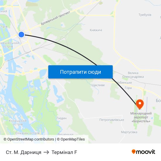 Ст. М. Дарниця to Термінал F map