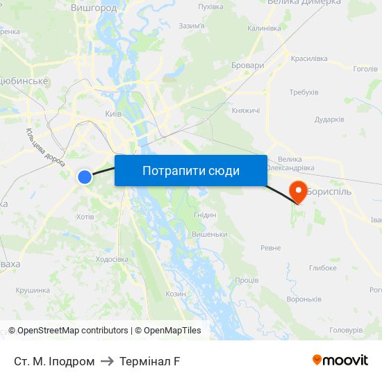 Ст. М. Іподром to Термінал F map