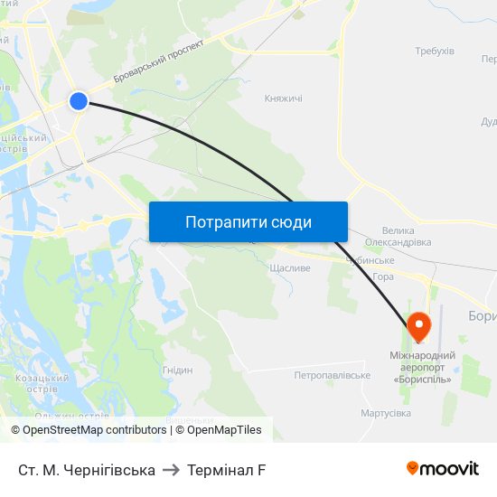 Ст. М. Чернігівська to Термінал F map