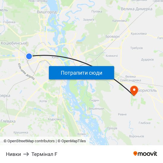 Нивки to Термінал F map