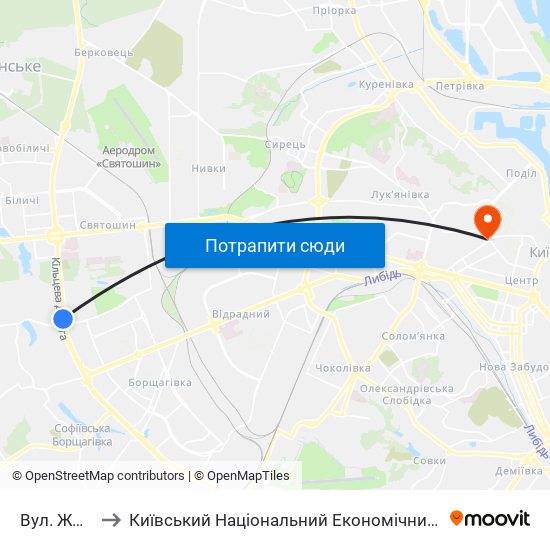 Вул. Жмеринська to Київський Національний Економічний Університет Імені Вадима Гетьмана map