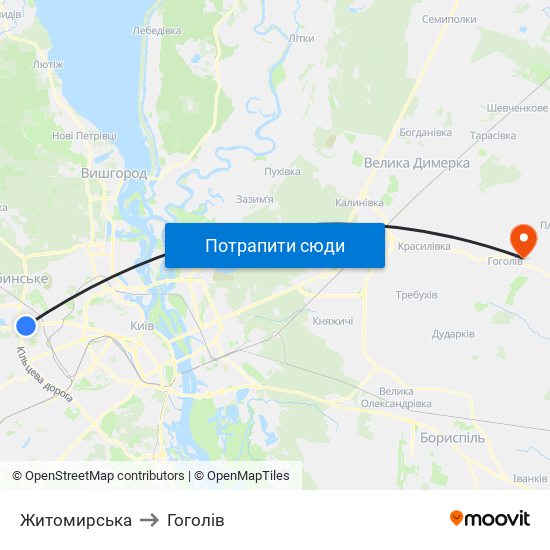 Житомирська to Гоголів map