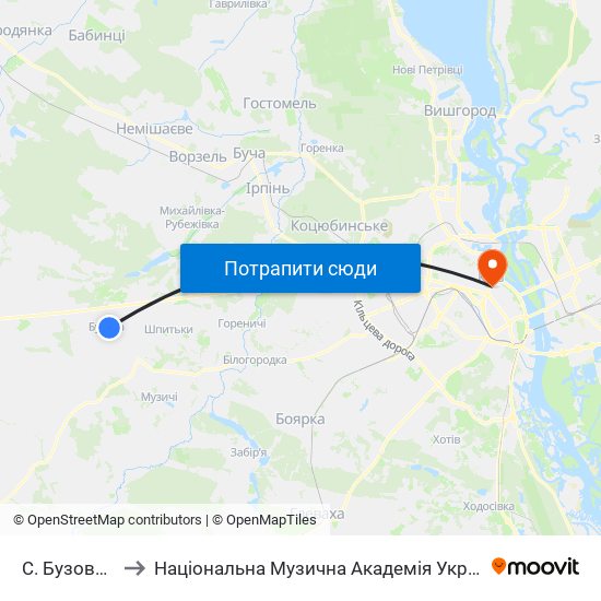 С. Бузова (Центр) to Національна Музична Академія України Ім. П. І. Чайковського map