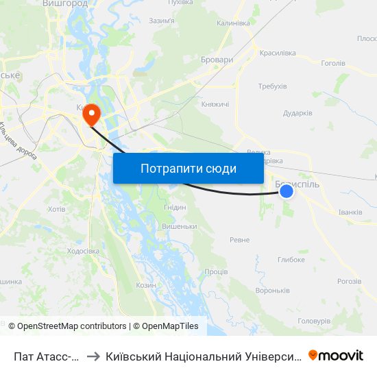 Пат Атасс-Бориспіль to Київський Національний Університет Технологій Та Дизайну map