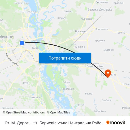Ст. М. Дорогожичі to Бориспільська Центральна Районна Лікарня map