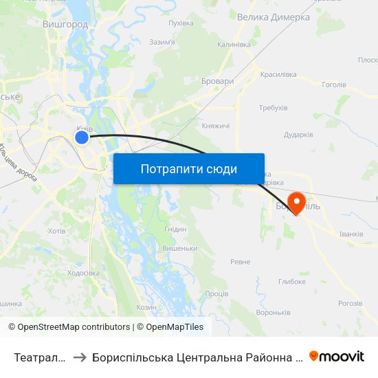 Театральна to Бориспільська Центральна Районна Лікарня map