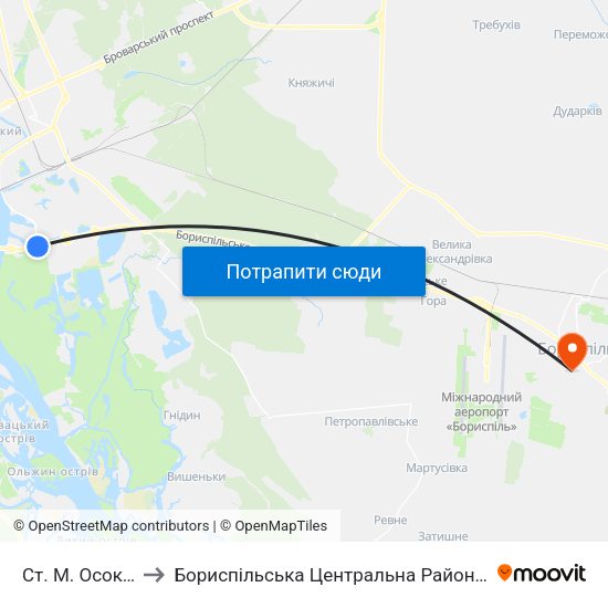 Ст. М. Осокорки to Бориспільська Центральна Районна Лікарня map