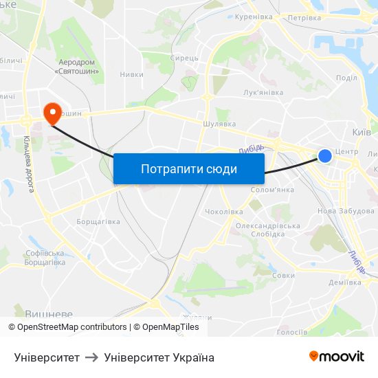 Університет to Університет Україна map