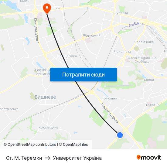 Ст. М. Теремки to Університет Україна map