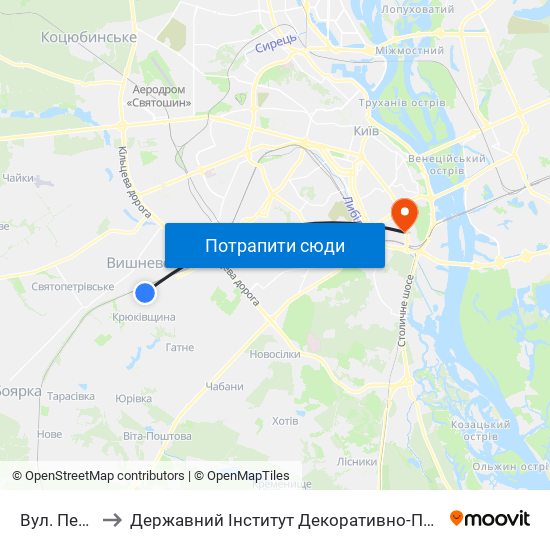 Вул. Першотравнева to Державний Інститут Декоративно-Прикладного Мистецтва І Дизайну Імені М. Бойчука map