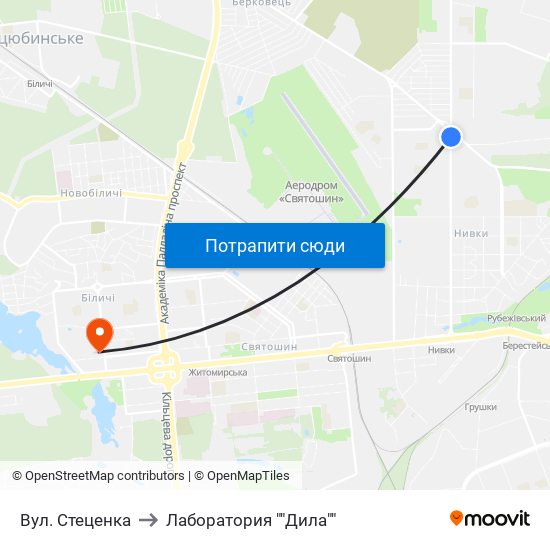 Вул. Стеценка to Лаборатория ""Дила"" map