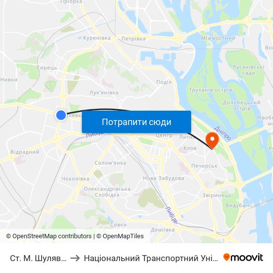 Ст. М. Шулявська to Національний Транспортний Університет map