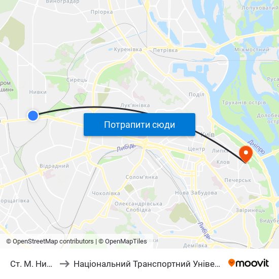 Ст. М. Нивки to Національний Транспортний Університет map