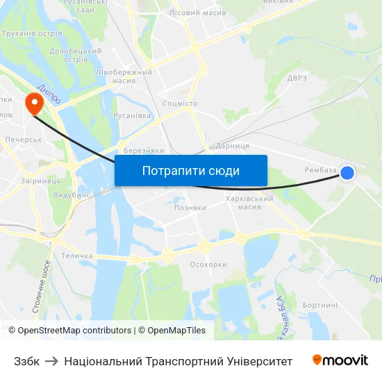 Ззбк to Національний Транспортний Університет map