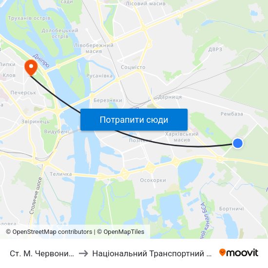 Ст. М. Червоний Хутір to Національний Транспортний Університет map