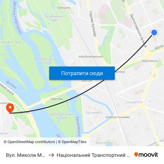 Вул. Миколи Матеюка to Національний Транспортний Університет map