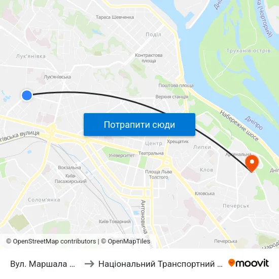 Вул. Маршала Рибалка to Національний Транспортний Університет map