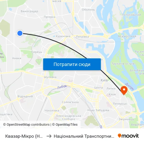 Квазар-Мікро (На Вимогу) to Національний Транспортний Університет map