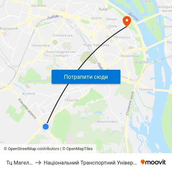 Тц Магелан to Національний Транспортний Університет map