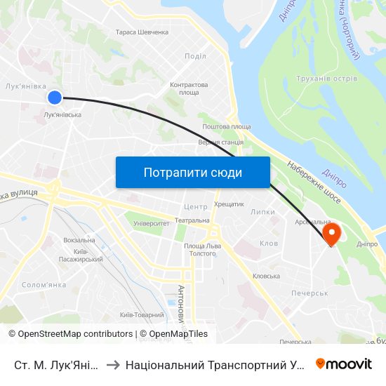 Ст. М. Лук'Янівська to Національний Транспортний Університет map