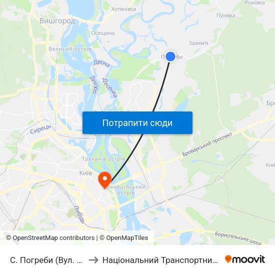 С. Погреби (Вул. Соборна) to Національний Транспортний Університет map
