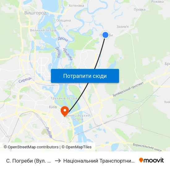 С. Погреби (Вул. Соборна) to Національний Транспортний Університет map