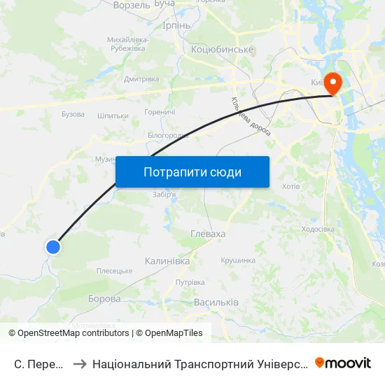С. Перевіз to Національний Транспортний Університет map