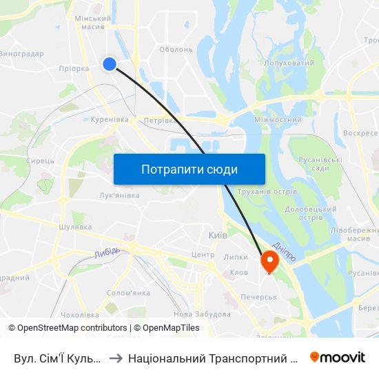 Вул. Сім'Ї Кульженків to Національний Транспортний Університет map