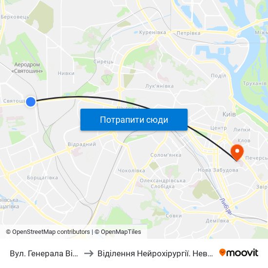 Вул. Генерала Вітрука to Віділення Нейрохірургії. Неврологія. map