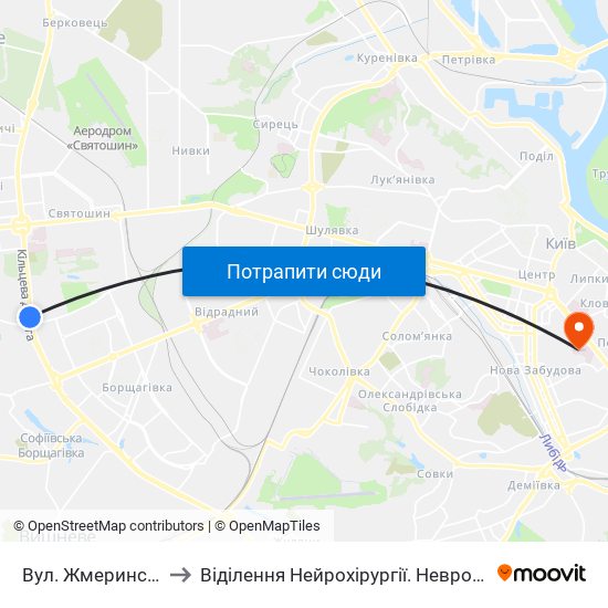 Вул. Жмеринська to Віділення Нейрохірургії. Неврологія. map