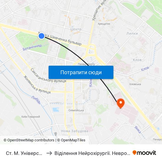 Ст. М. Університет to Віділення Нейрохірургії. Неврологія. map