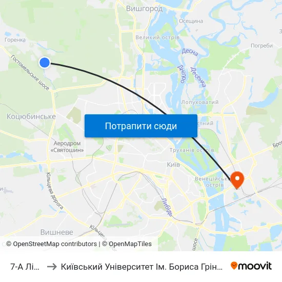 7-А Лінія to Київський Університет Ім. Бориса Грінченка map