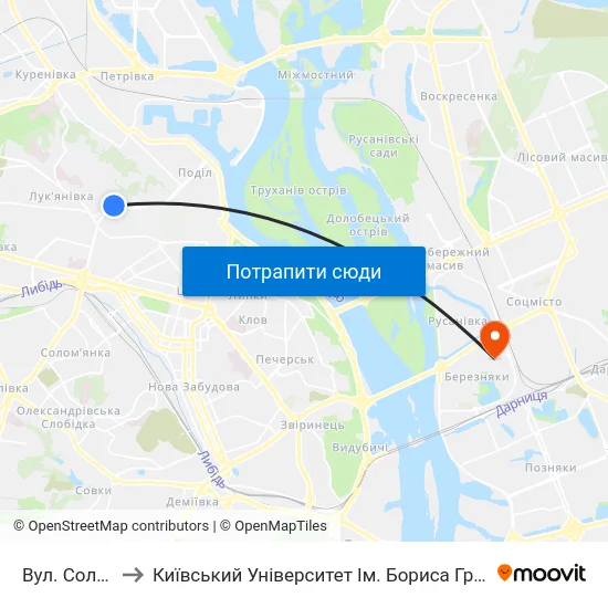 Вул. Соляна to Київський Університет Ім. Бориса Грінченка map