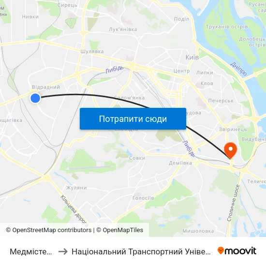 Медмістечко to Національний Транспортний Університет map