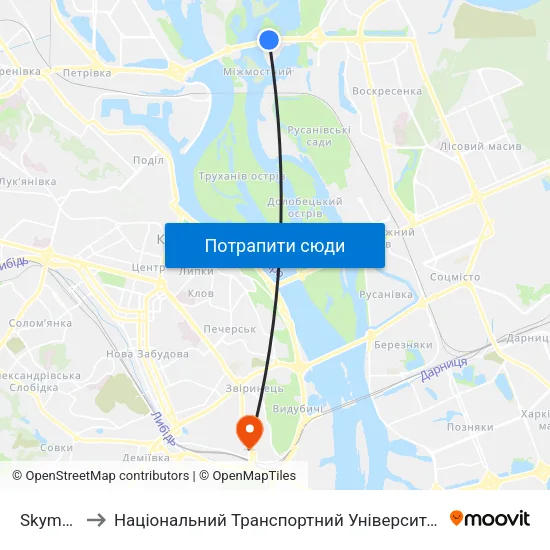 Skymall to Національний Транспортний Університет map
