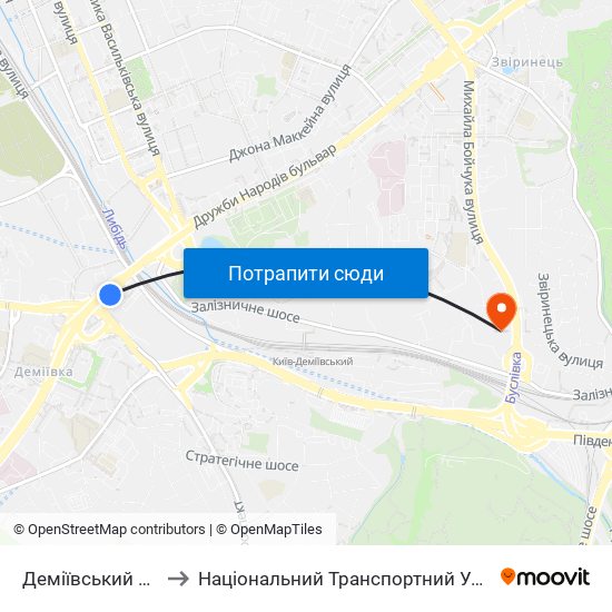 Деміївський Ринок to Національний Транспортний Університет map