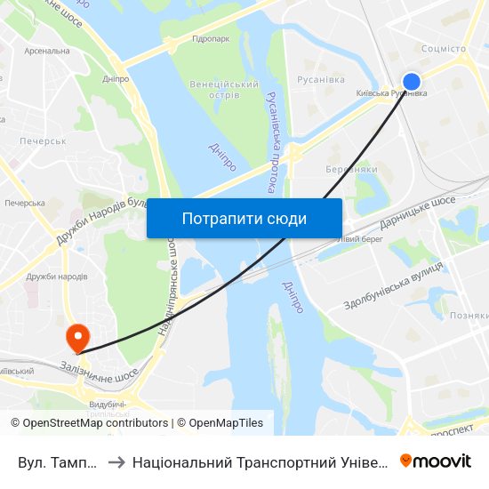 Вул. Тампере to Національний Транспортний Університет map