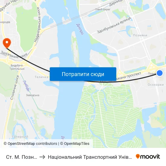 Ст. М. Позняки to Національний Транспортний Університет map