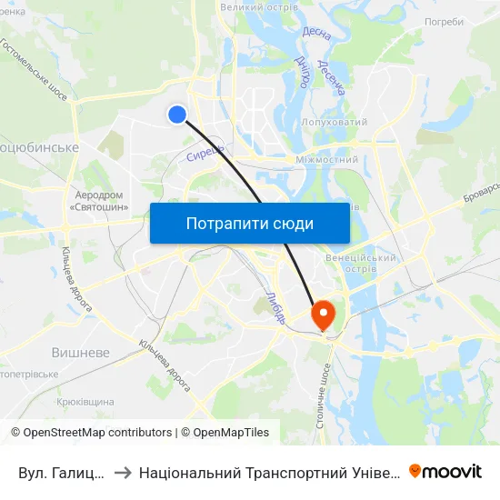 Вул. Галицька to Національний Транспортний Університет map